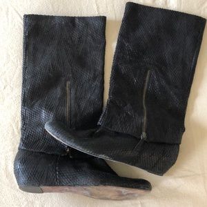 Elizabeth and James Black Leather Heeled Boots